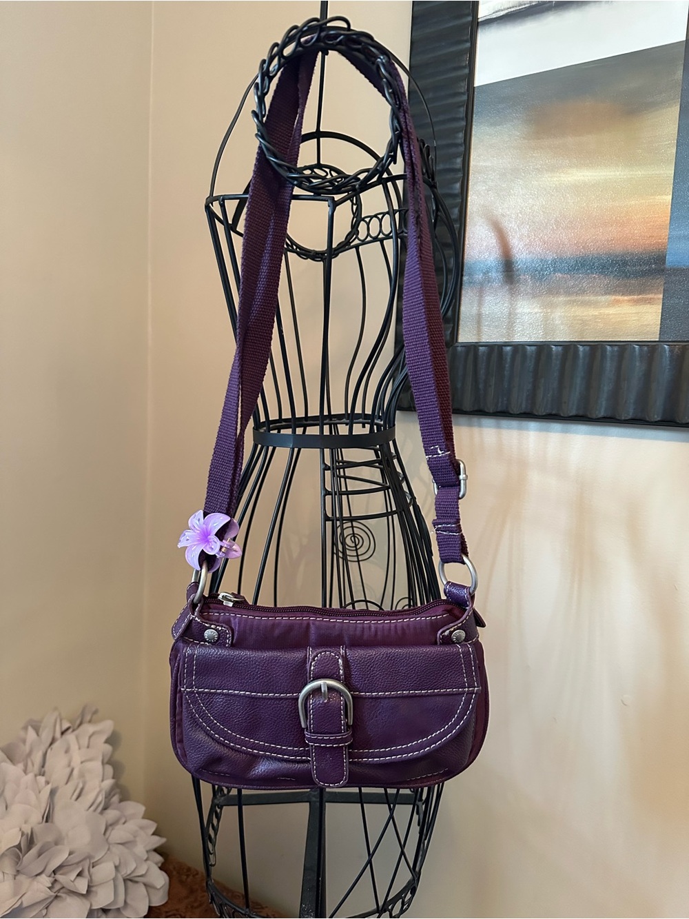 Y2K Leather Buckle Flap Shoulder Bag 💜 ROOTS